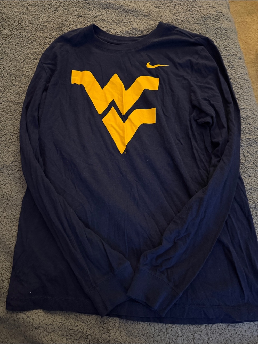 Nike WVU Mountaineers Navy Long Sleeve Shirt - Picture 1 of 1